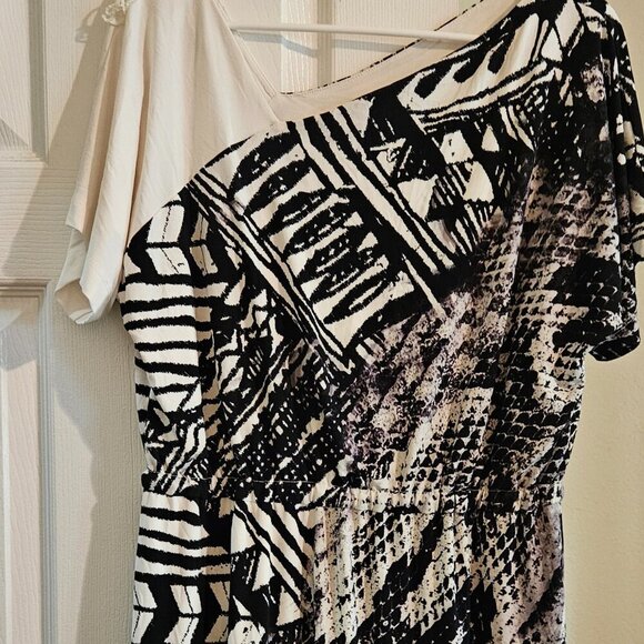 Morgan Mcfeeters Vintage Snakeskin Midi black Fall Aysymetric Slimming dress  14 - Picture 5 of 10